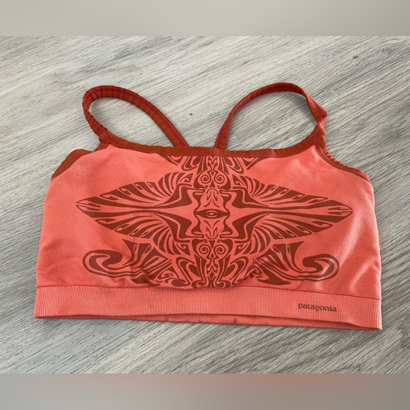 PATAGONIA Active Orange & Maroon Sports Bra. Size L - Picture 3 of 9